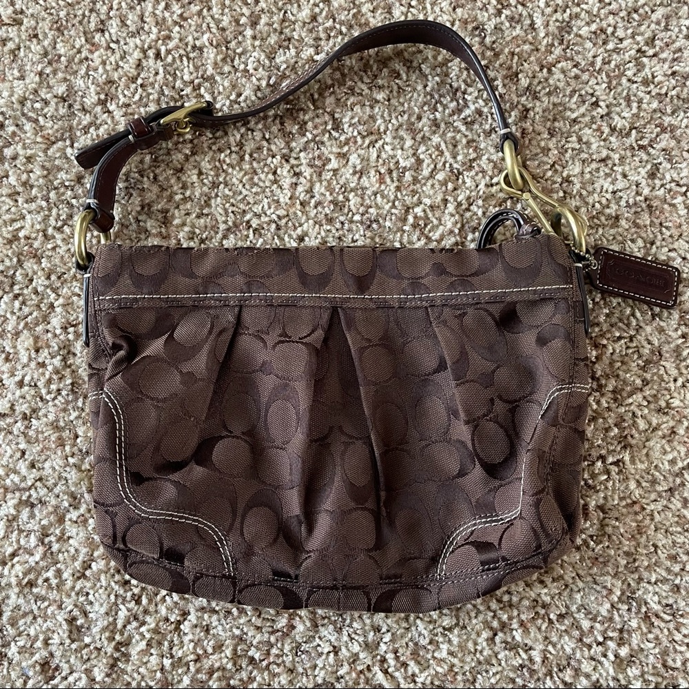 Small brown Coach logo purse